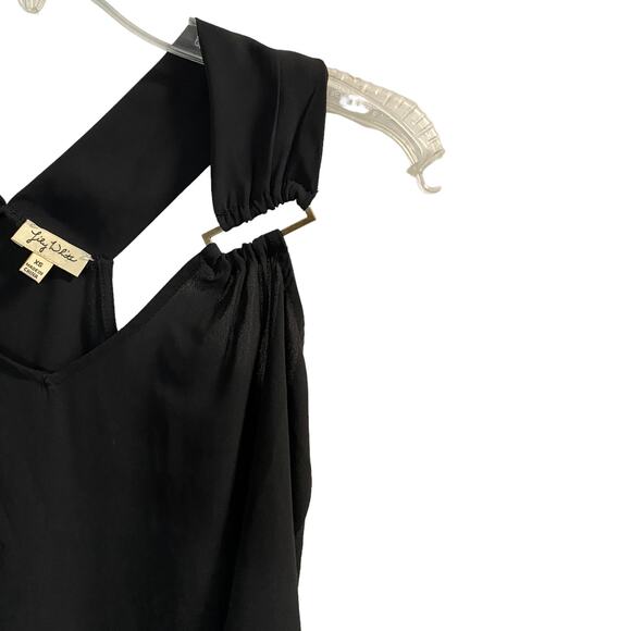 Lily white women halter neck blouse sleeveless sz xs black top sleeveless - Picture 10 of 16